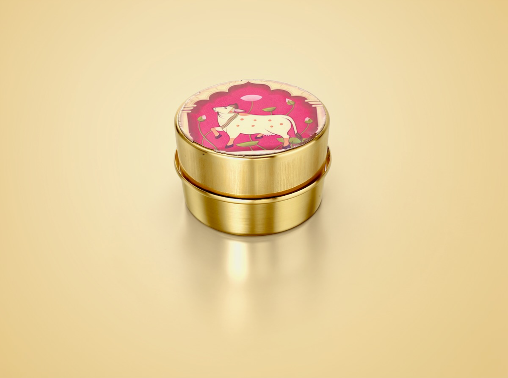 [SD121] Brass Sheet Sindoor Box With Meenakari Design - [SD121]