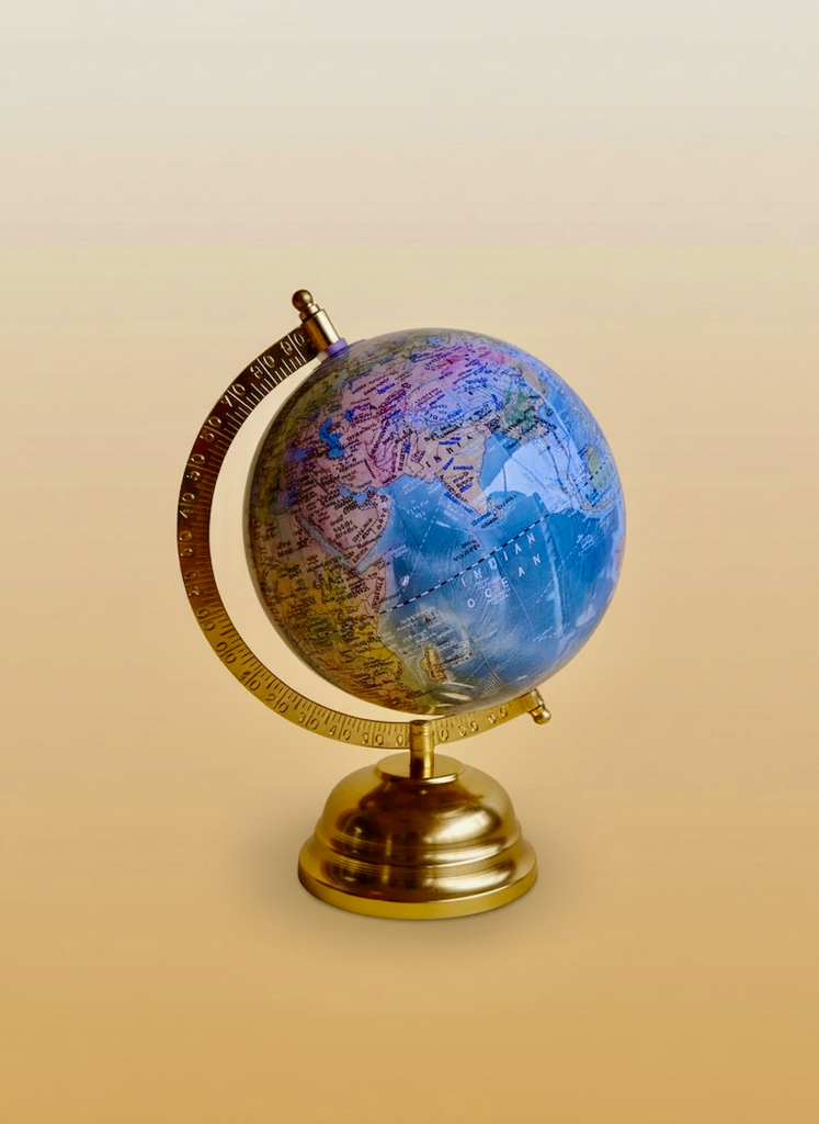 [SD006] World Globe 6 Inch with Brass Arc - [SD006]