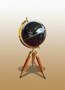 World Globe 8 Inch with Brass Arc & Wooden Stand - [SD007]