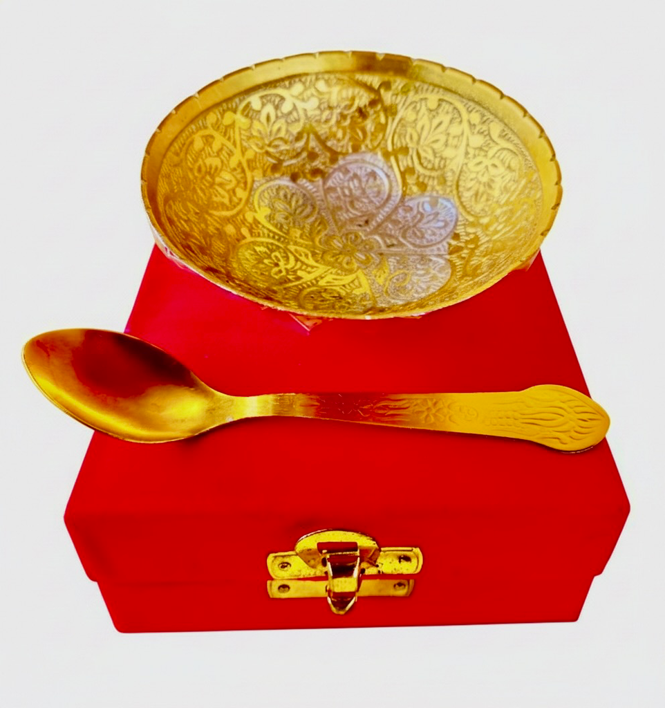 Single Katori Set With Velvet Gift Pack - [SD021] (Golden)